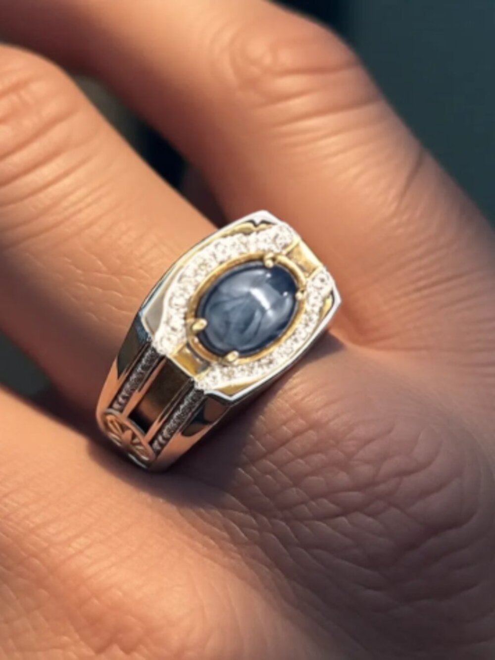 Sterling Silver & Star Sapphire Mens Ring - Michael Valitutti